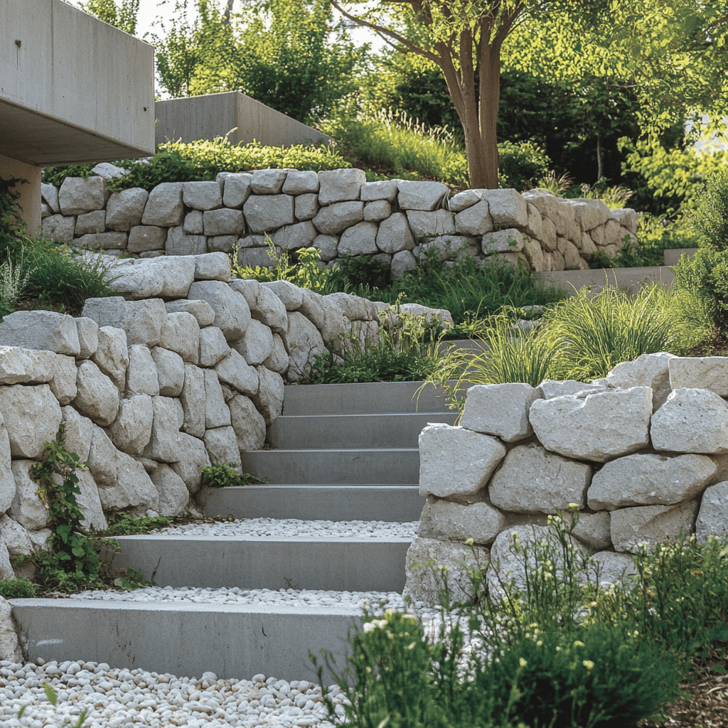 picture of a newly built concrete stairway 