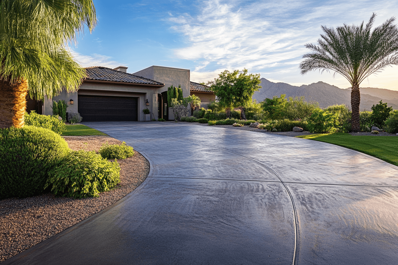 Picture of long winding concrete driveway 